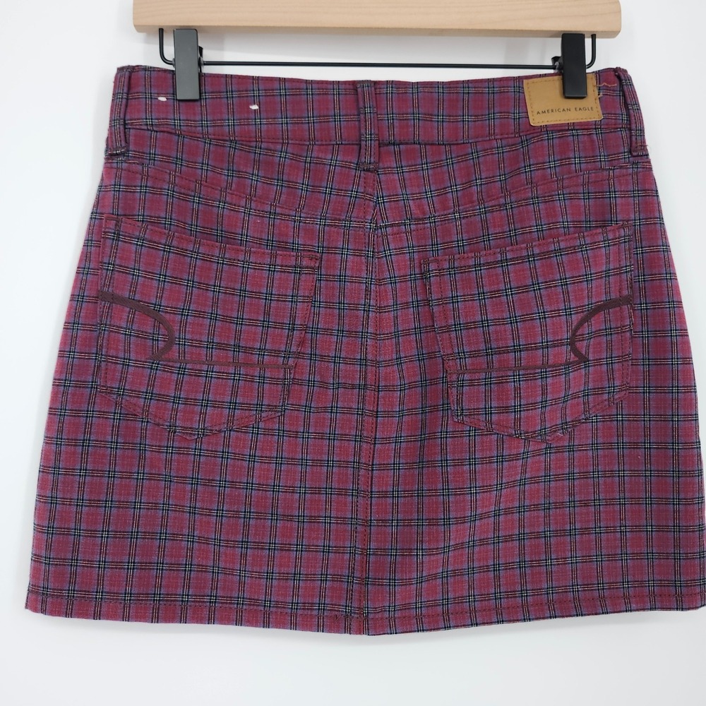 American Eagle Plaid Hi-Rise Mini Skirt Womens 4 Grunge Dark Academia Schoolgirl - Picture 7 of 9